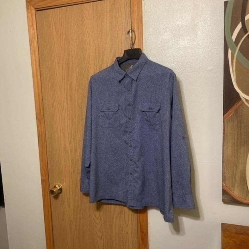 Croft & Barrow "Quick Dry Shirt" XL Blue Long Sleeve Button-Front Shirt - EUC